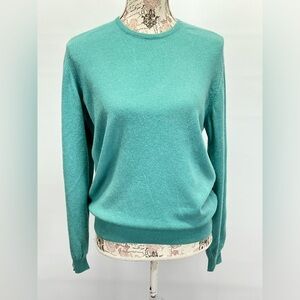 CHARTER CLUB Aqua blue 💯 Cashmere crew‎ neck sweater size M